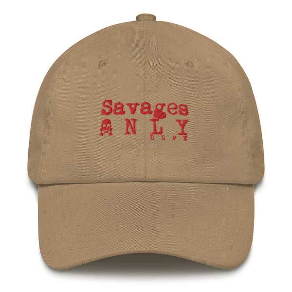 'Savages ONLY' Khaki Dad hat - Savage Season Apparel Store