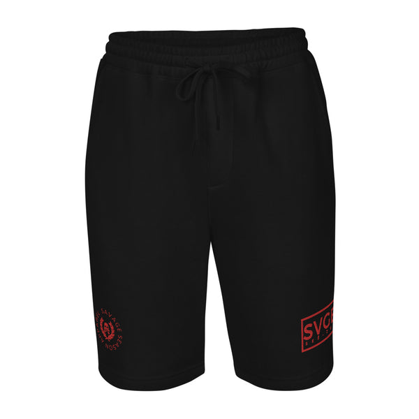SVGE Collection Embroidered Fleece Shorts - Black / Red - Savage Season Apparel Store