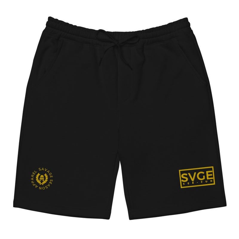 SVGE Collection Embroidered Fleece Shorts - Black / Gold - Savage Season Apparel Store