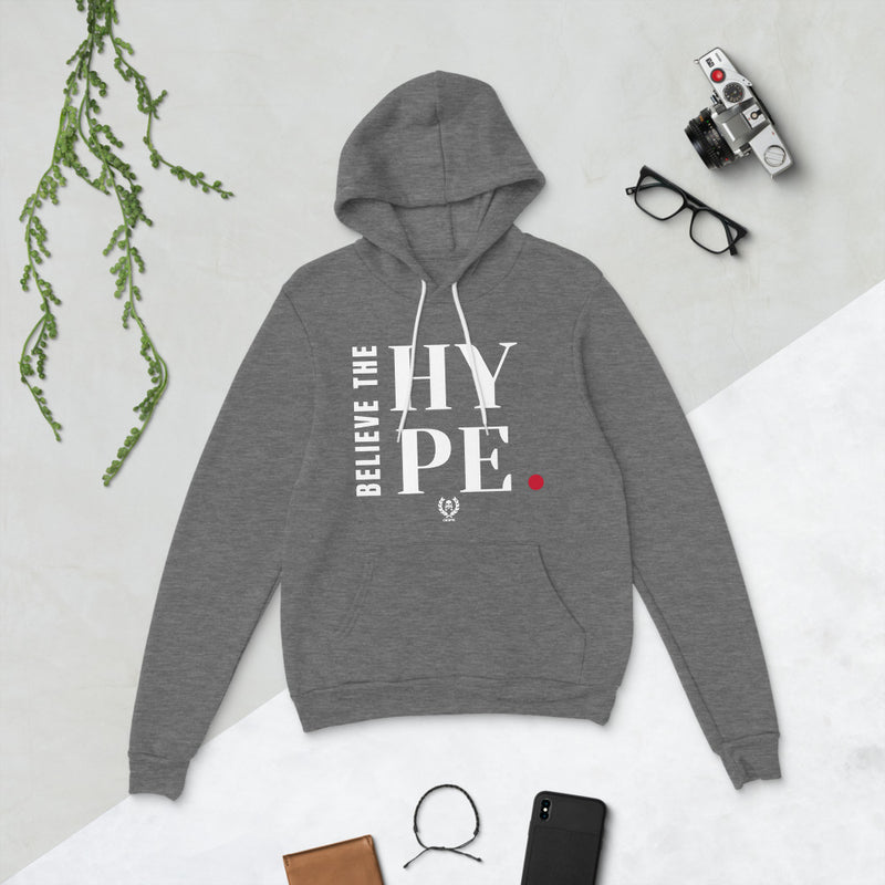 'Believe The Hype' Grey x White Pullover Hooded Sweatshirt - Savage Season Apparel Store