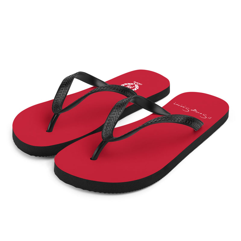 'DDFE' Red Flip-Flops - Savage Season Apparel Store