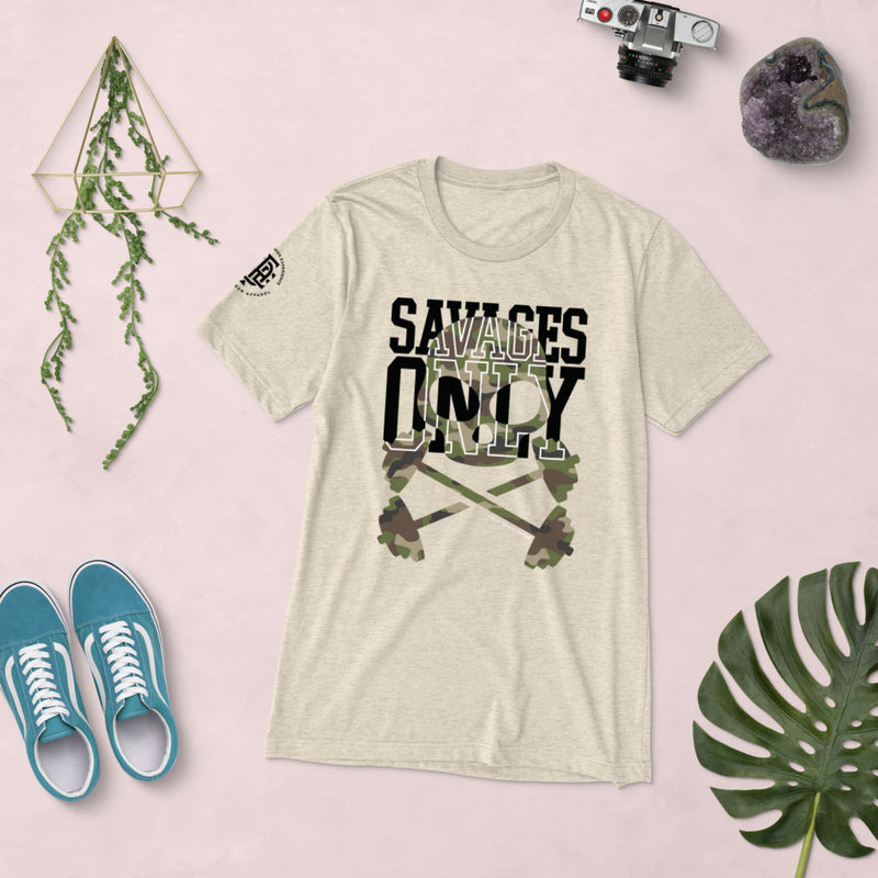 Premium Collection Tan 'Savages ONLY' T-shirt - Savage Season Apparel Store