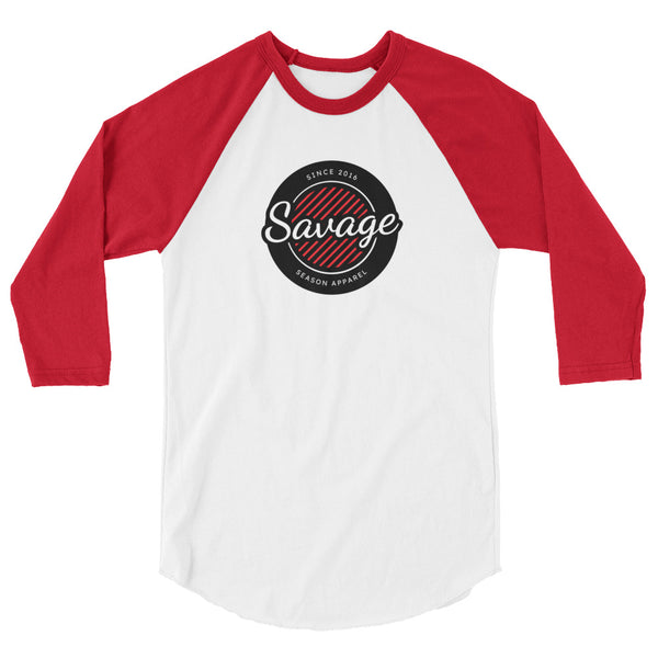 'Savage Season' 3/4 Red x White Raglan - Savage Season Apparel Store