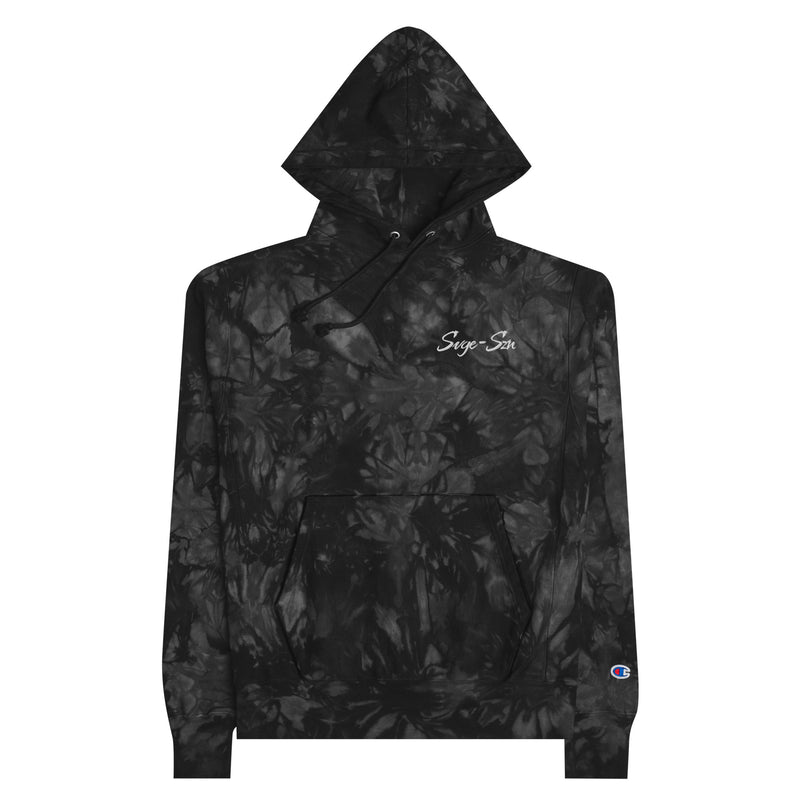 Signature SVGE x Champion Unisex Black tie-dye Hoodie - Savage Season Apparel Store